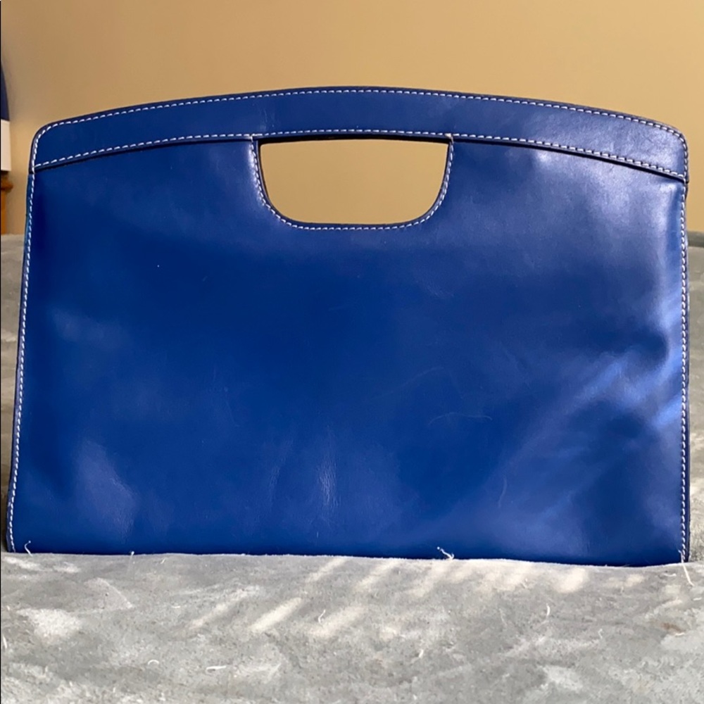 Leather blue purse by Adrienne Vittadini